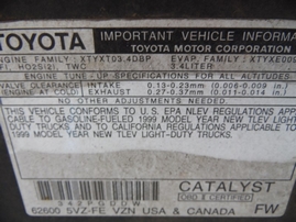1999 TOYOTA TACOMA SR5 GREEN XTRA AT 4WD Z17752